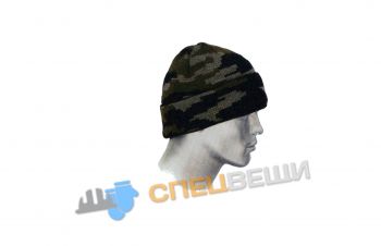 Шапка полушерстяная двойная КМФ зеленая