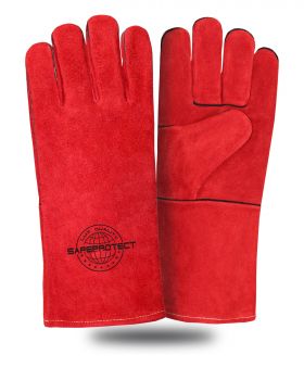 Краги спилковые ЯМАЛ Safeprotect® красные (флисовая подкладка) р.10,5